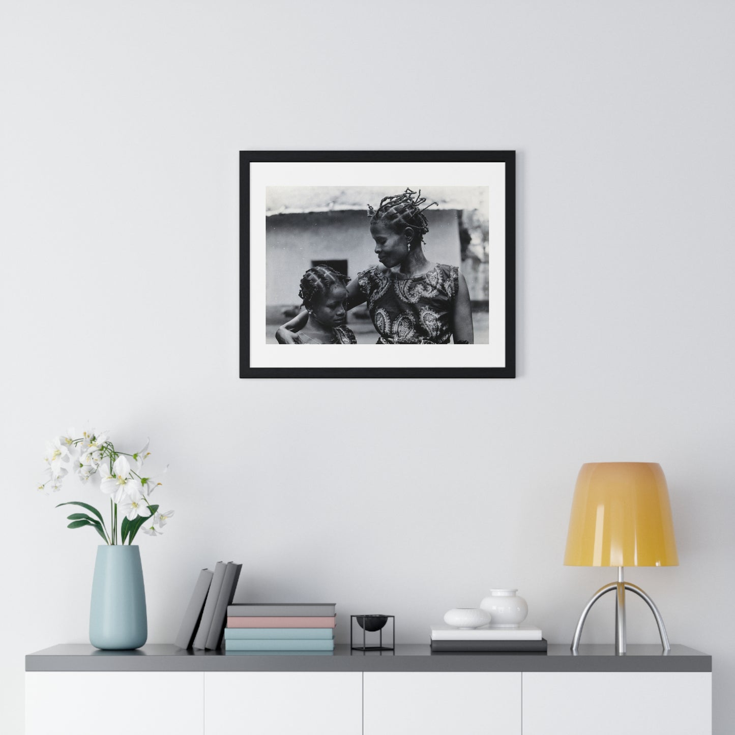 Benin, A Woman and Child with Braided Hairstyles, Vintage Photograph by Herbert Meyerowitz, Framed Print
