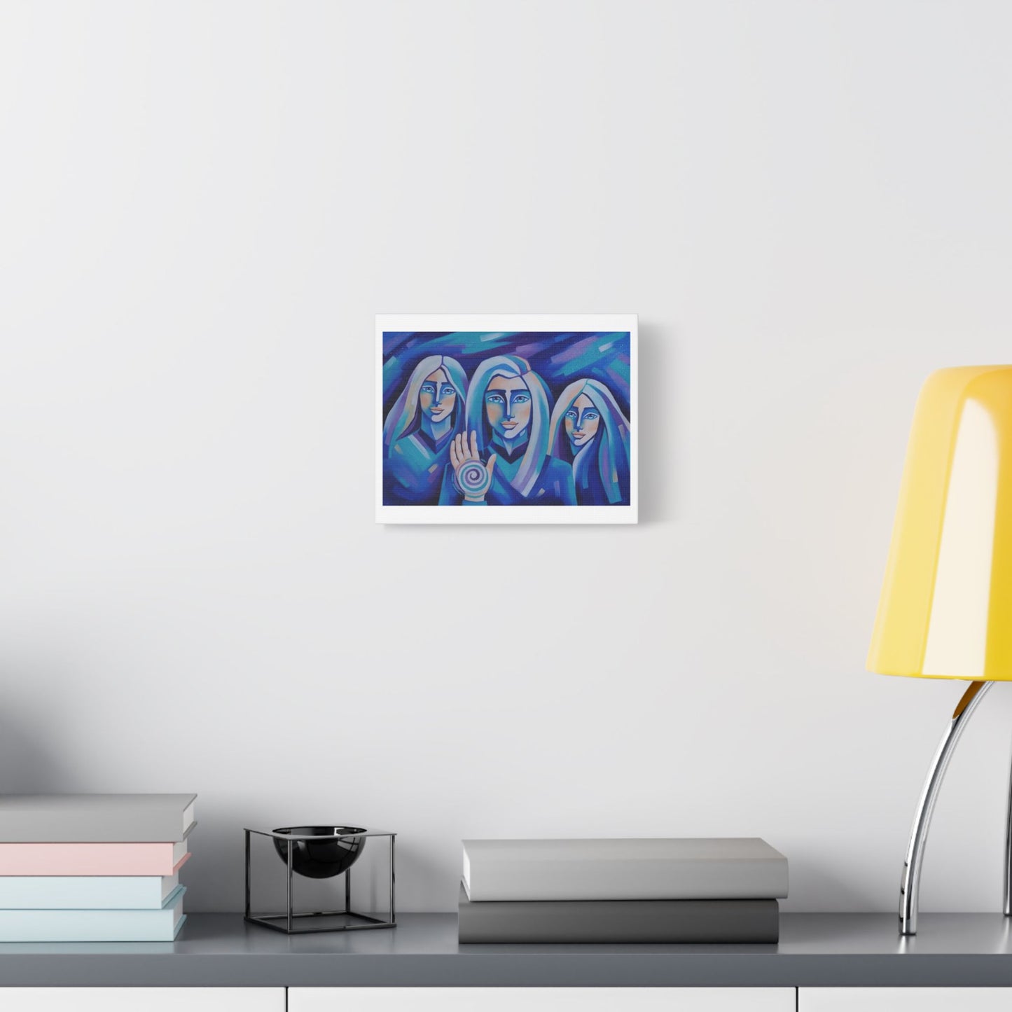 Three Pleidians Portrait, Pastel Art 'Designed by AI', Print on Canvas