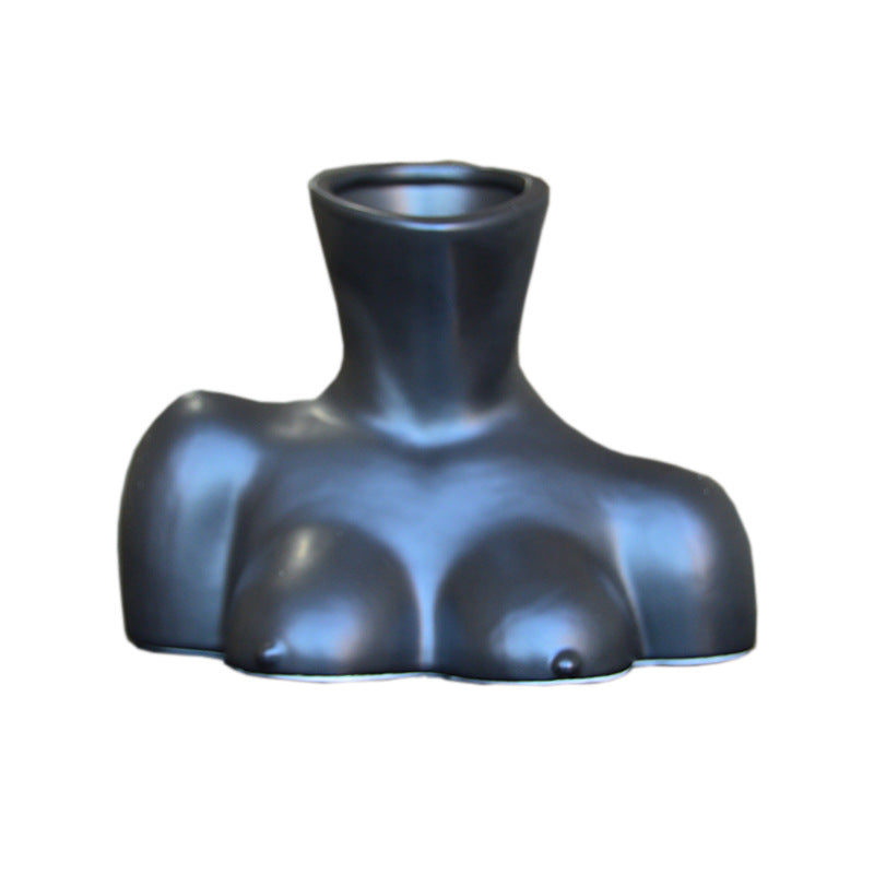 Minimalist Human Head and Shoulders Vase, Sculpture Decorative Figure
