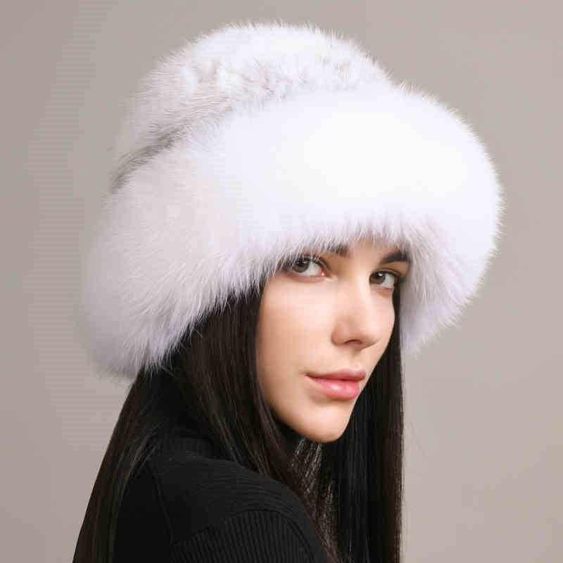 Mink Fur Hat Women's Braided Fur Winter Hat