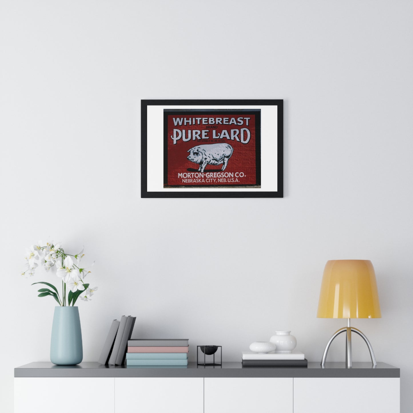 Advertising Art, One of Seven Nebraska City Murals, by Kent Schwartz, Framed Print