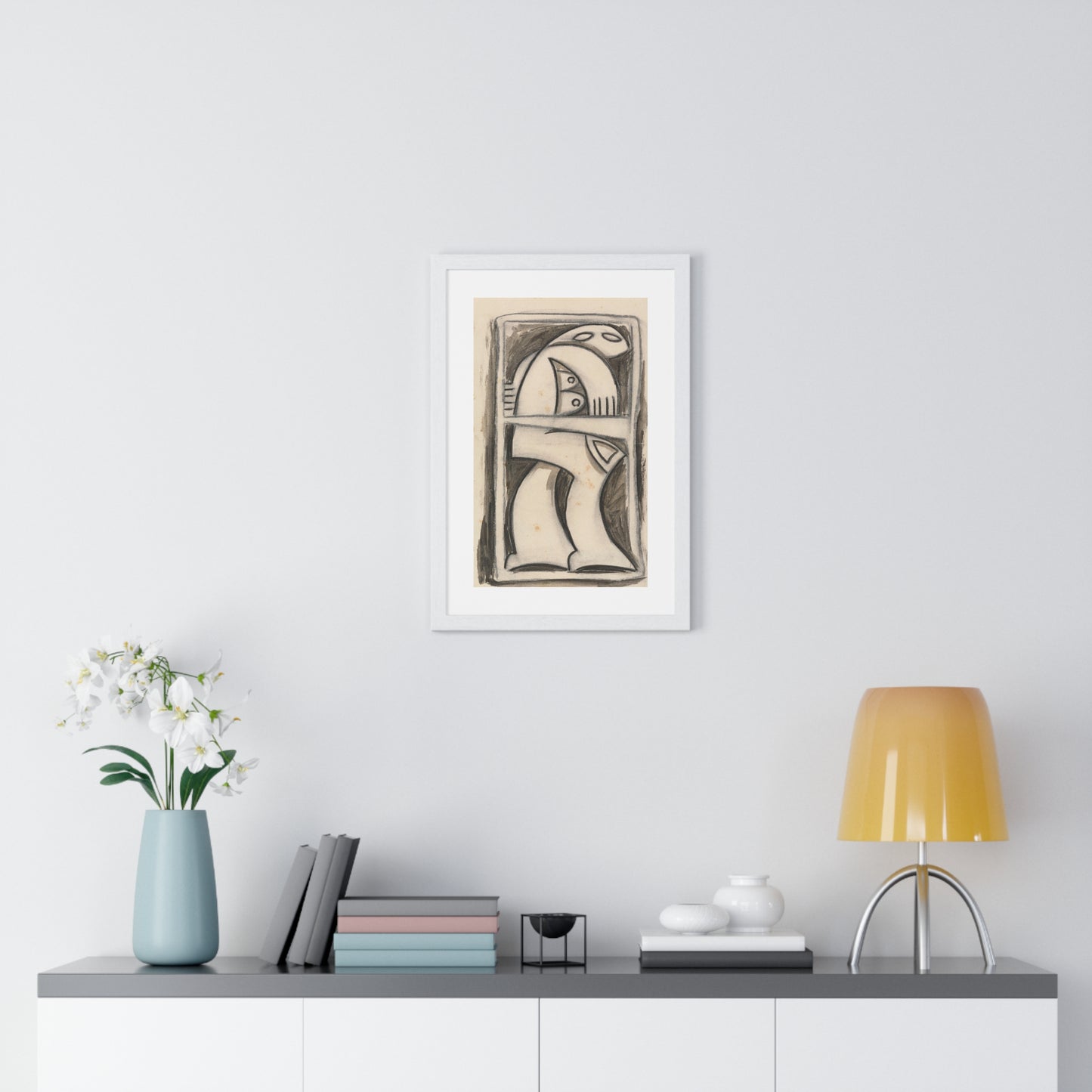 Standing Female Figure, from the Original, Wooden Framed Print
