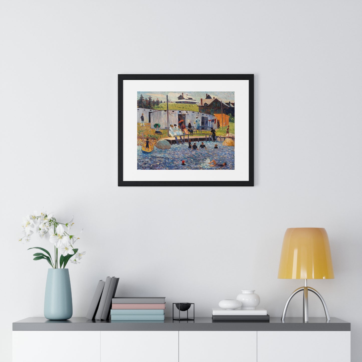 The Bathing Hour, Chester, Nova Scotia (1910) by William James Glackens, from the Original, Framed Print