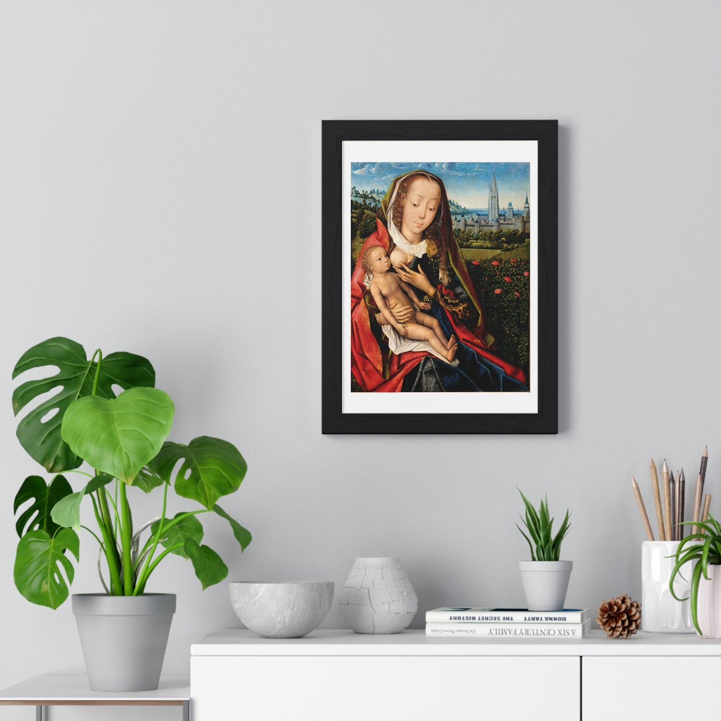Virgin and Child in a Landscape (1480–90) by Master of the Legend of Saint Lucy, from the Original, Framed Art Print