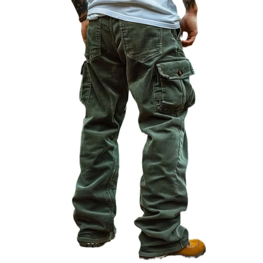 Retro Loose Cargo Pocket Elasticated Men's Trousers