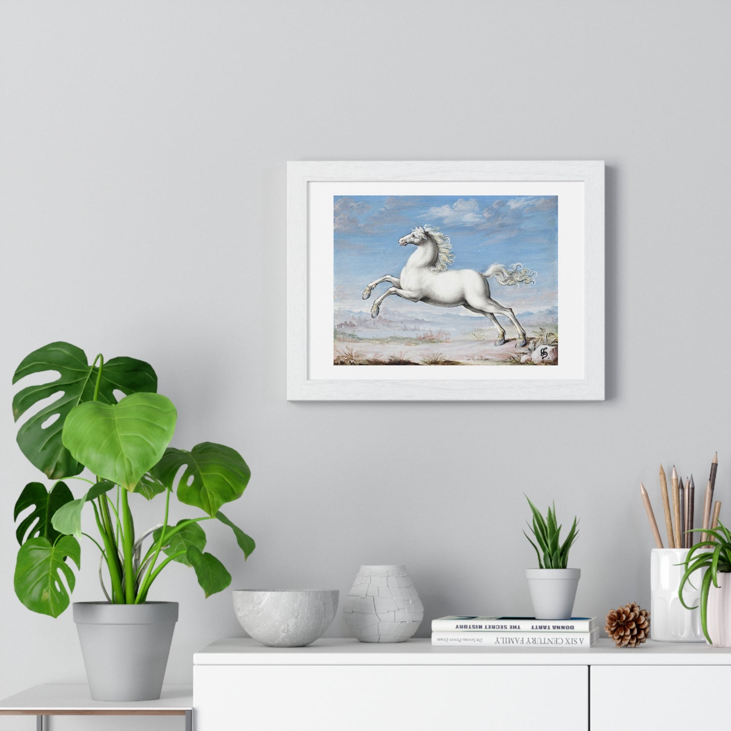 White Horse (1552–1601) by Joris Hoefnagel, from the Original, Framed Art Print