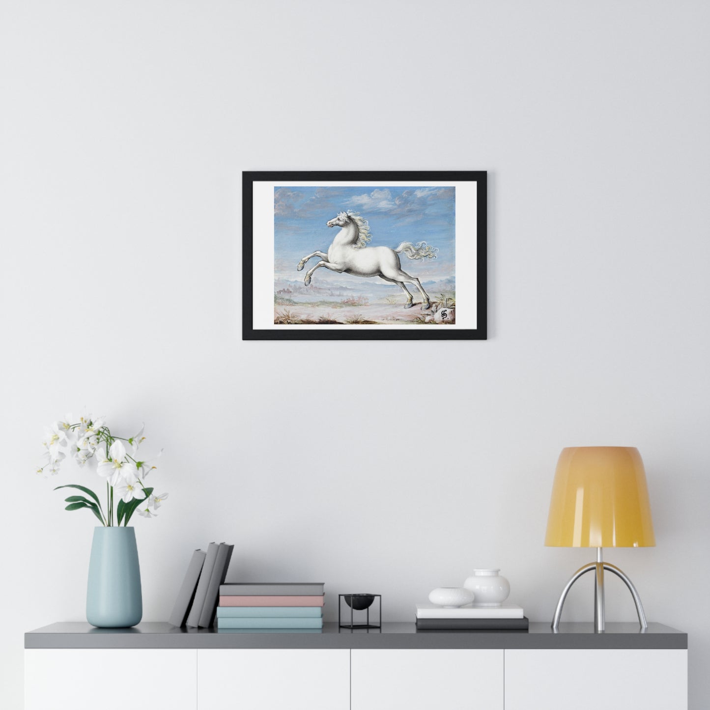 White Horse (1552–1601) by Joris Hoefnagel, from the Original, Framed Art Print
