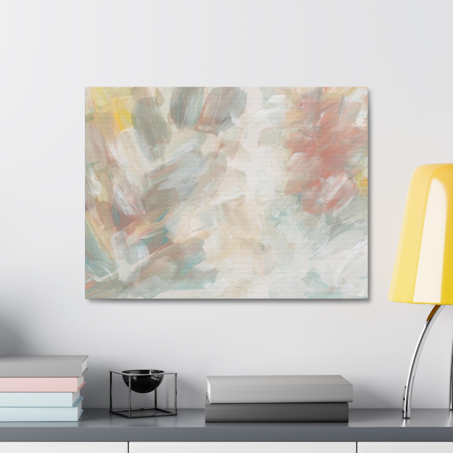 Acrylic Hand Drawn Smear Blot Abstract Art Print on Satin Canvas