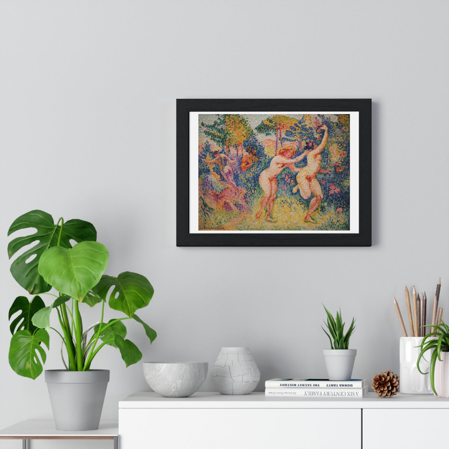 Two Running Nymphs 'La Fuite des Nymphes' (1906) by Henri-Edmond Cross, from the Original, Framed Art Print