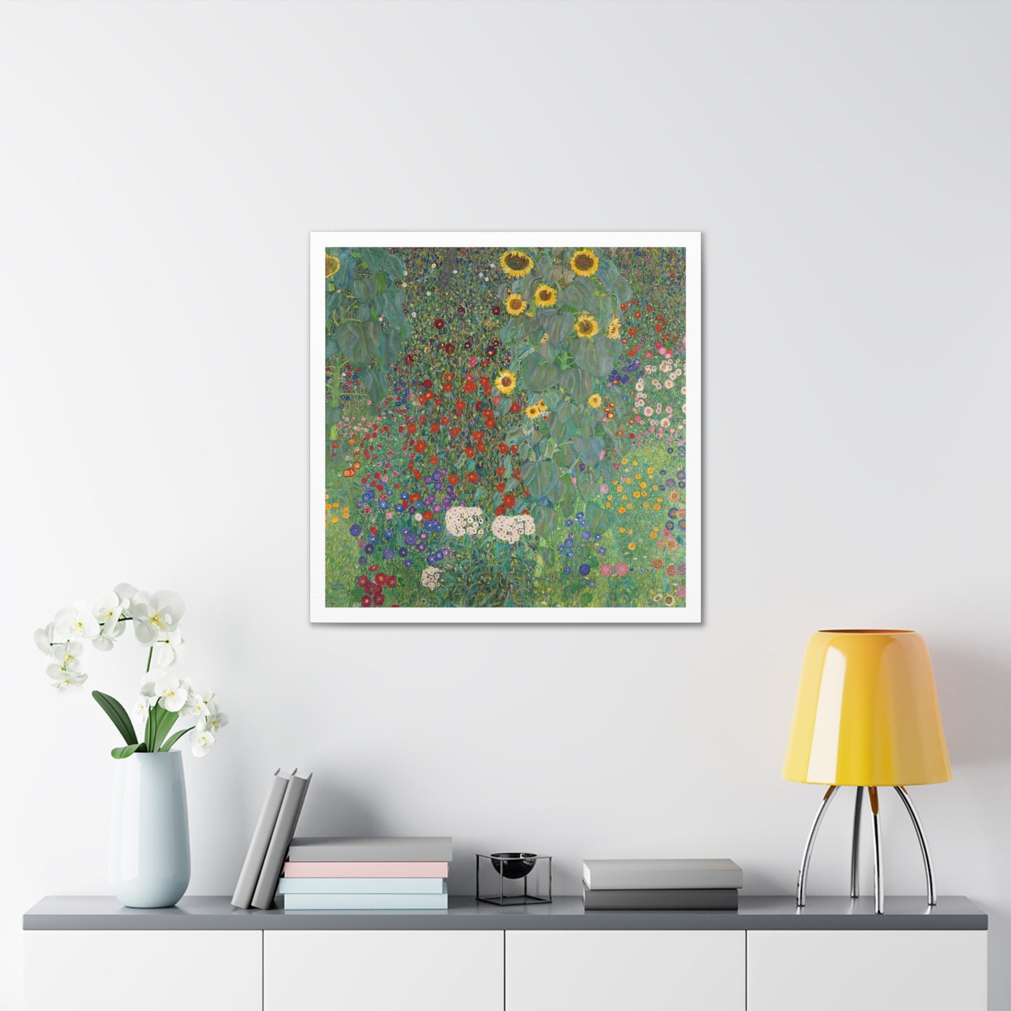 Farm Garden with Sunflowers (1907) by Gustav Klimt, from the Original, Art Print on Canvas