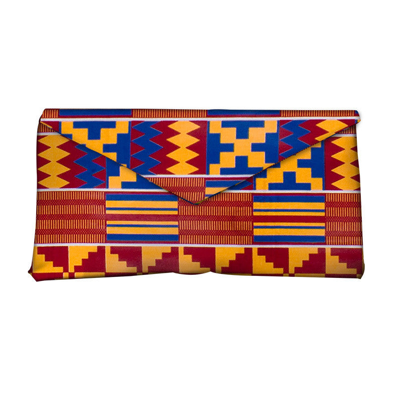 African and Geometric Printed Clutch Handbag
