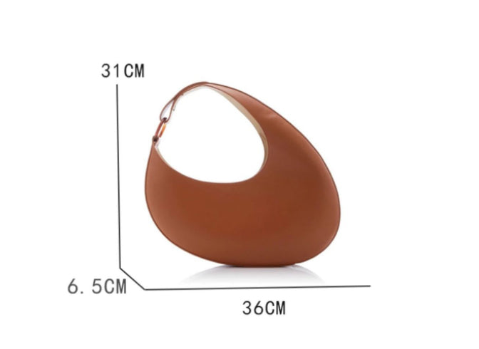 Women's Curved Moon Oval Large Capacity Leather Shoulder Bag