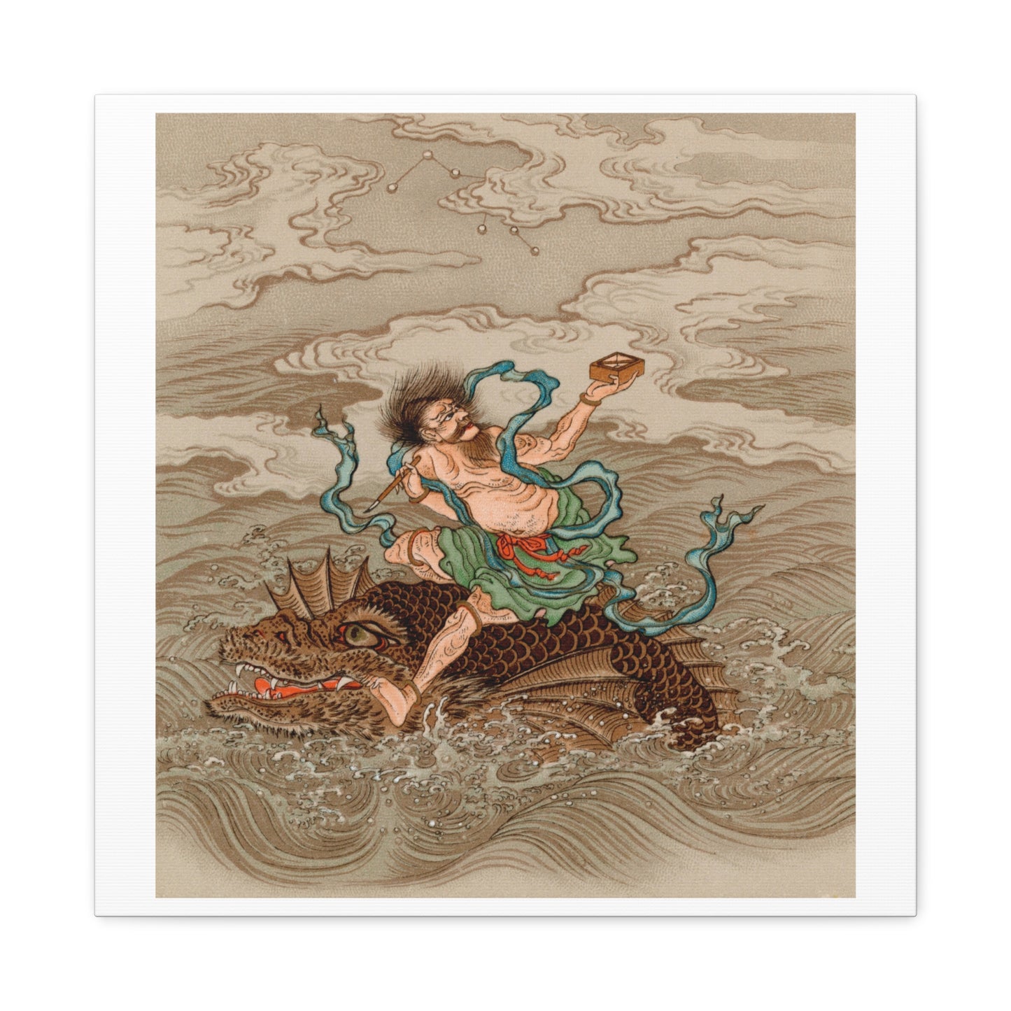 'Chinese Tales' Vintage Japanese Painting by G A Audsley, from the 1884 edition of 'The Ornamental Arts Of Japan' Print on Canvas