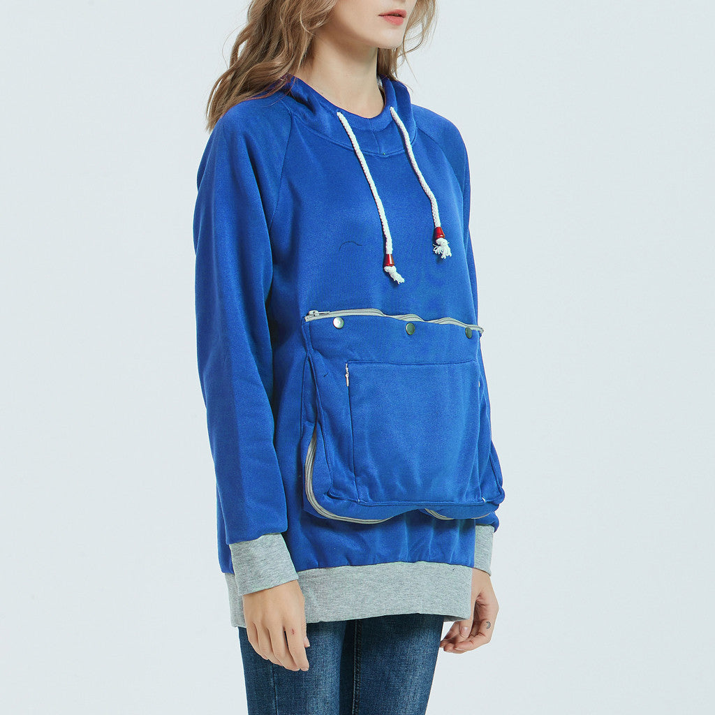 Women's Hoodie with Super-Size Front Travel Pocket, Multi Colours