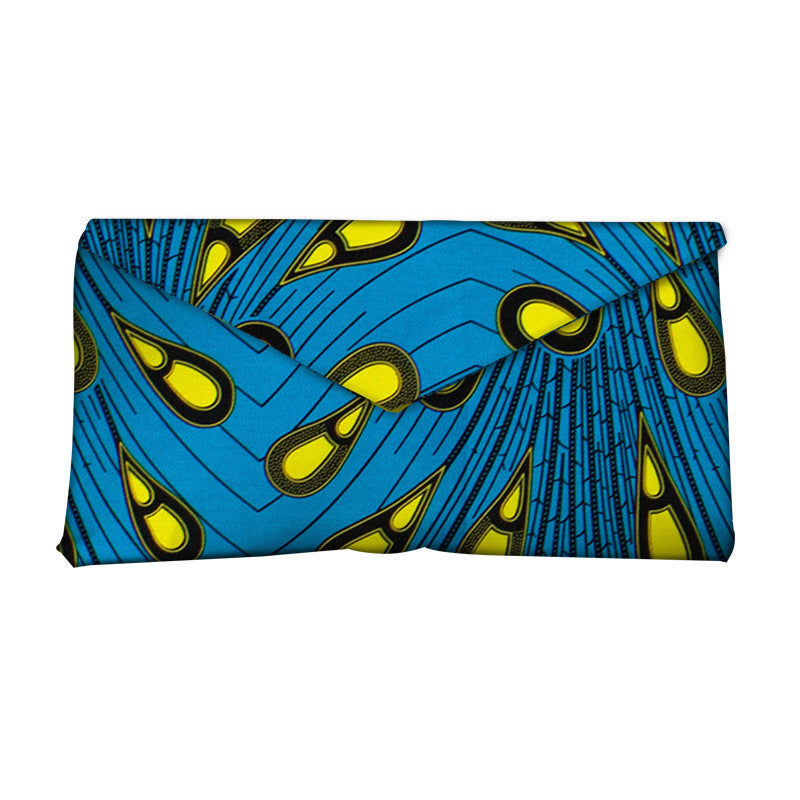 African and Geometric Printed Clutch Handbag