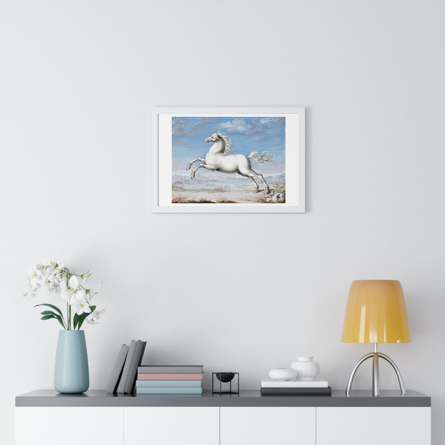 White Horse (1552–1601) by Joris Hoefnagel, from the Original, Framed Art Print