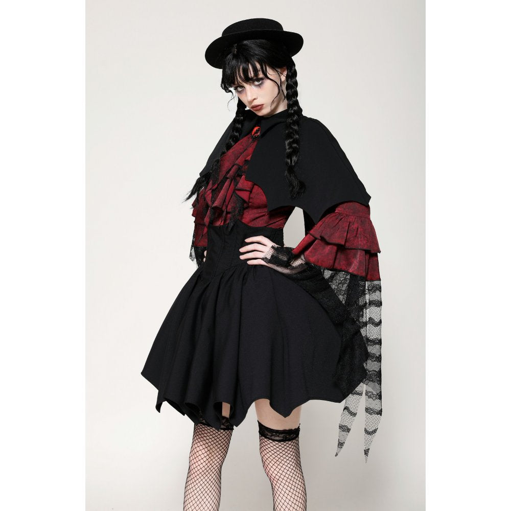 Dark in Love Camazotz Vampire Bat-Shaped Capelet in Black and Blood Red