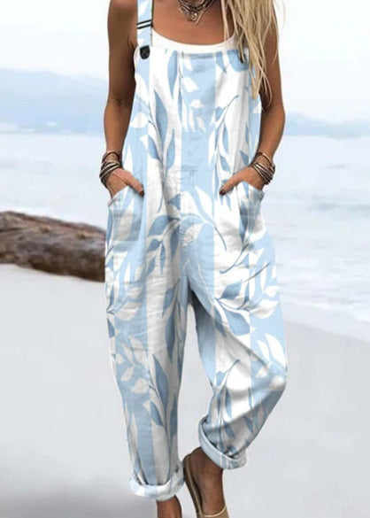 'Flower Power' Women's Casual Suspender Trousers