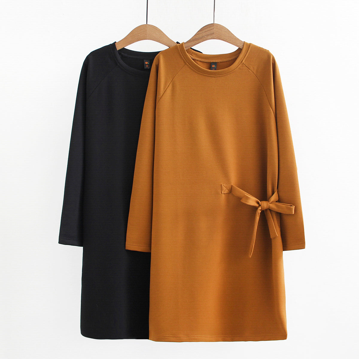 Vireous Round Neck Pullover Plus-Size Knitted Dress
