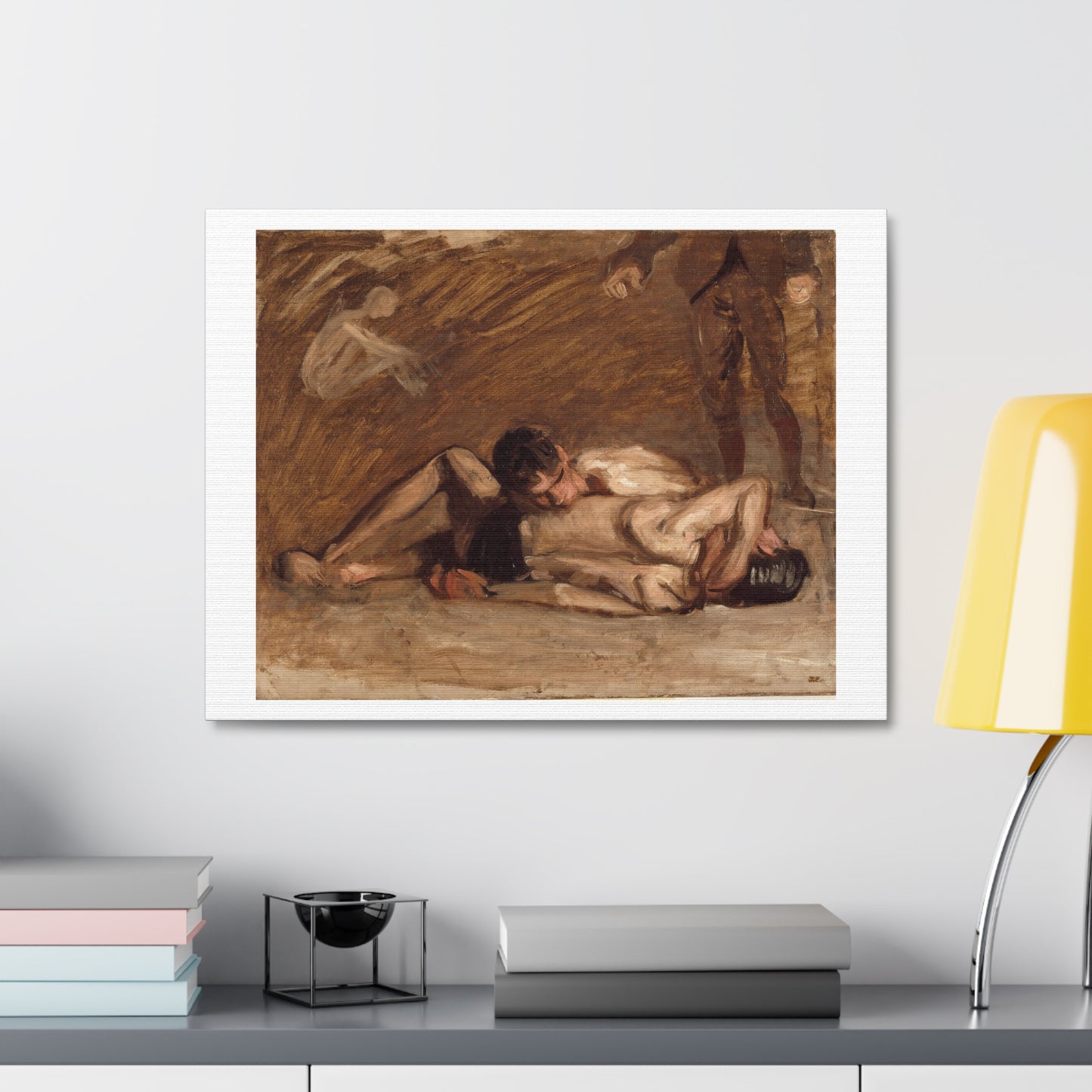 Wrestlers (1899) by Thomas Eakins, from the Original, Art Print on Canvas
