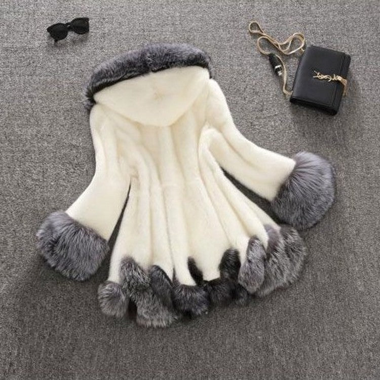 Faux Fur Medium-Length Mink Fur Coat