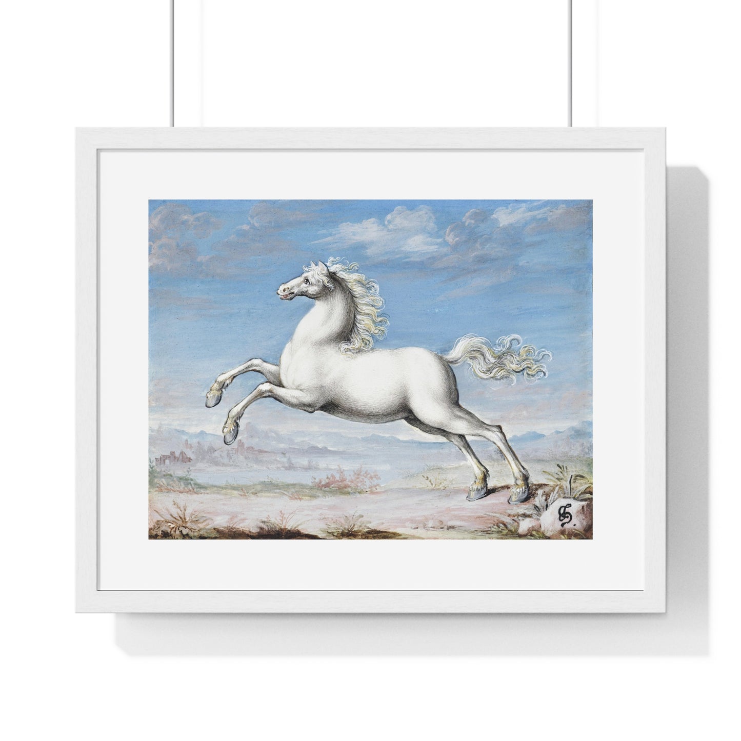 White Horse (1552–1601) by Joris Hoefnagel, from the Original, Framed Art Print