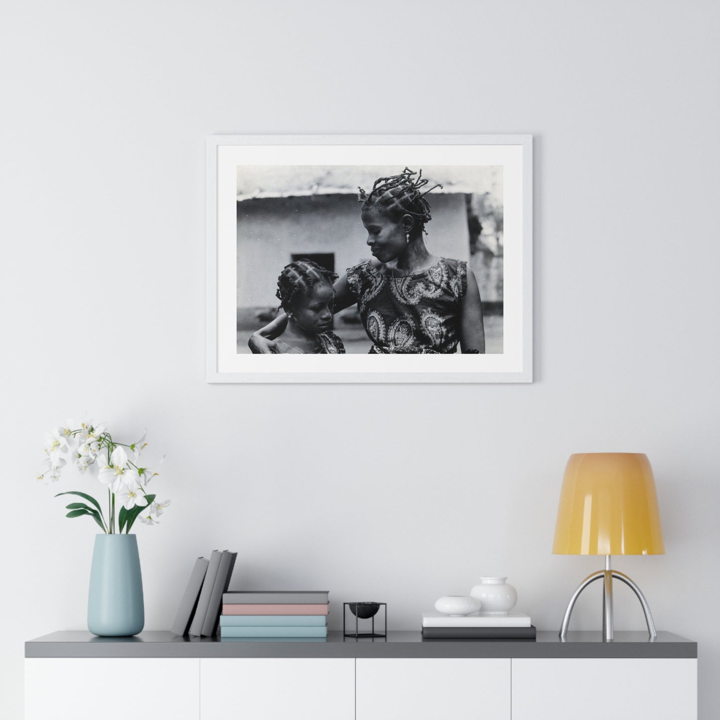 Benin, A Woman and Child with Braided Hairstyles, Vintage Photograph by Herbert Meyerowitz, Framed Print