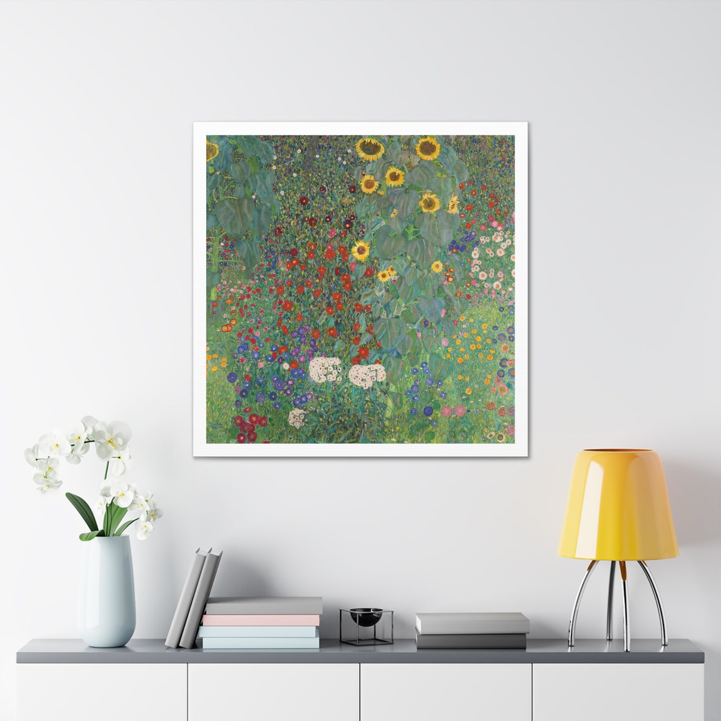 Farm Garden with Sunflowers (1907) by Gustav Klimt, from the Original, Art Print on Canvas