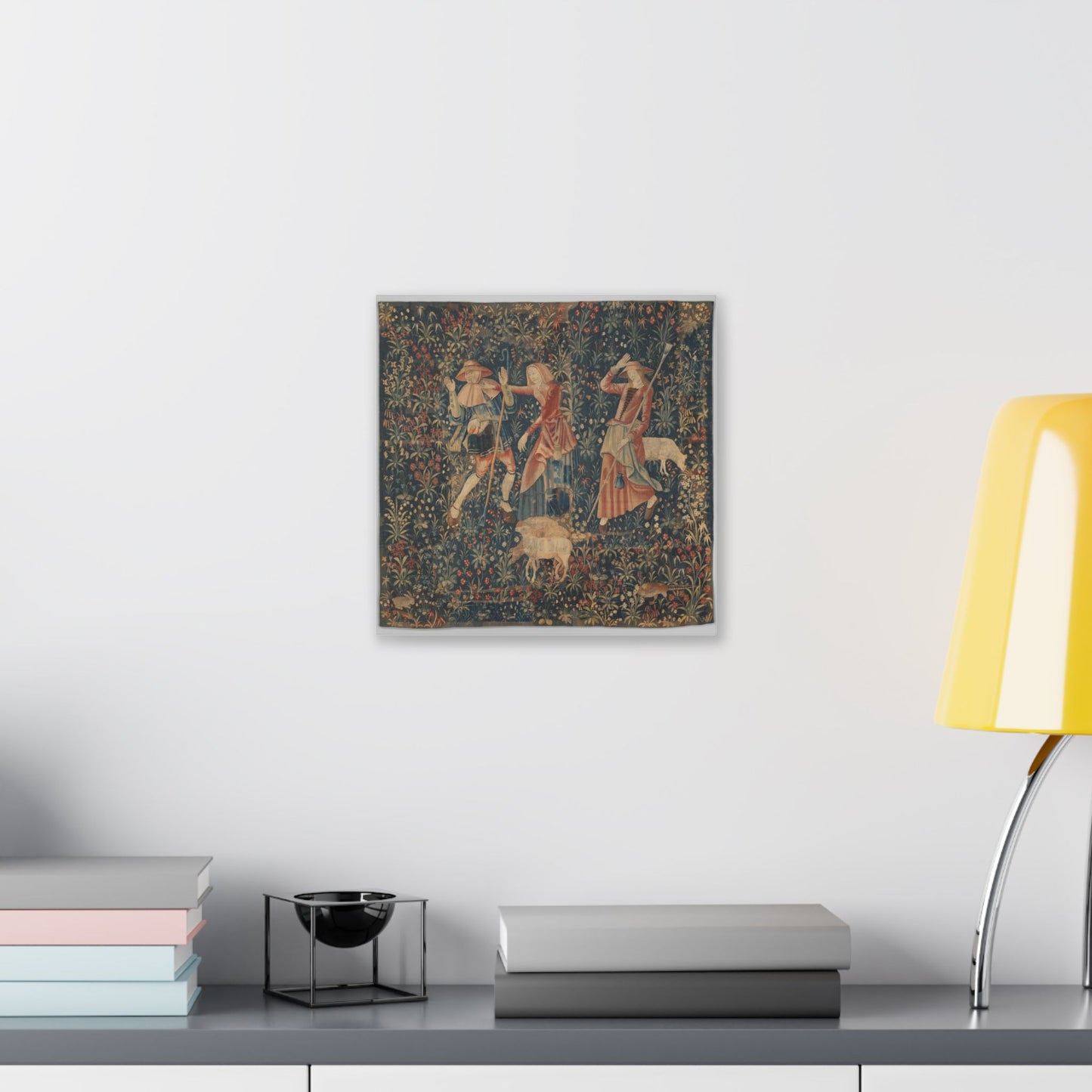 Shepherd and Shepherdesses, South Netherlandish Tapestry (1500–1530) Canvas Art Print