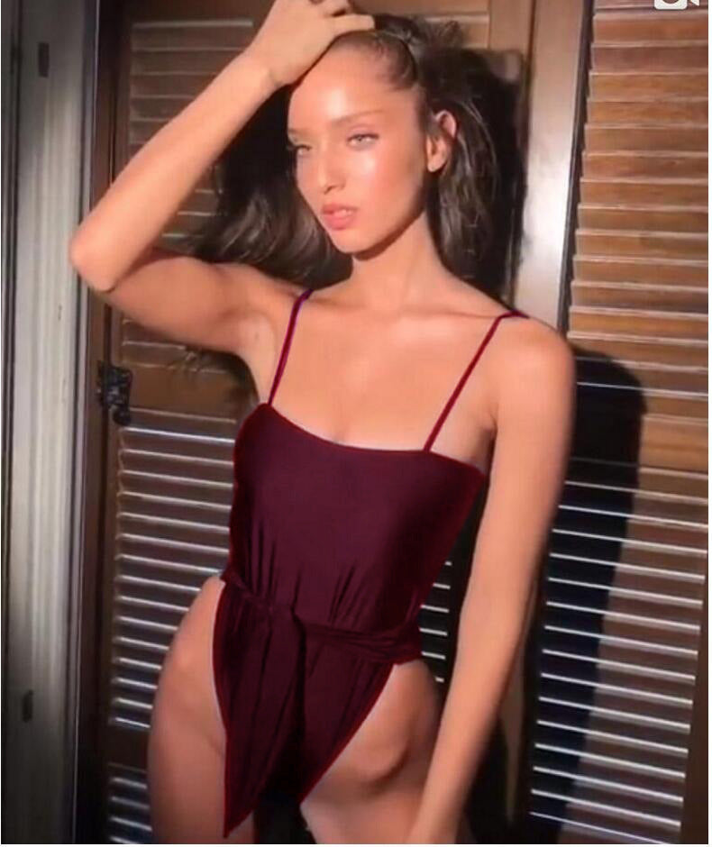 Women's Swimwear One-Piece, Spaghetti Strap Bandage Beachwear