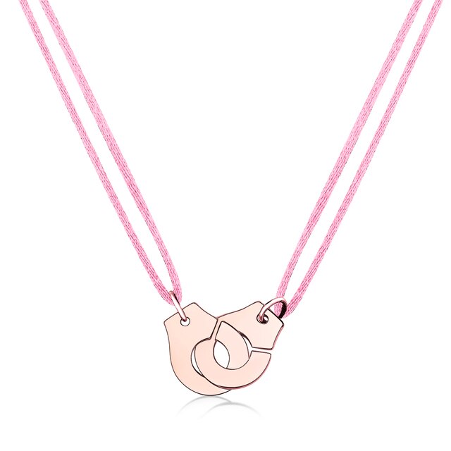 Handcuff Pendant Necklace, 925 Sterling Silver with Adjustable Cord