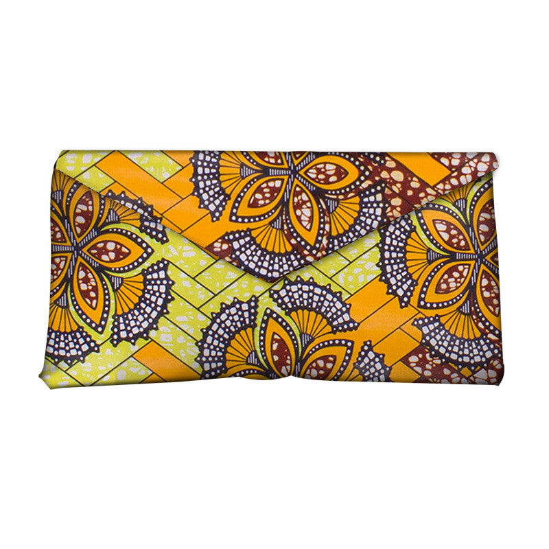 African and Geometric Printed Clutch Handbag