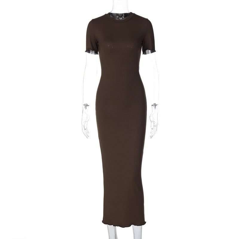 Vireous Fashion Round-Neck Slim Back Minimalist Sheath Dress