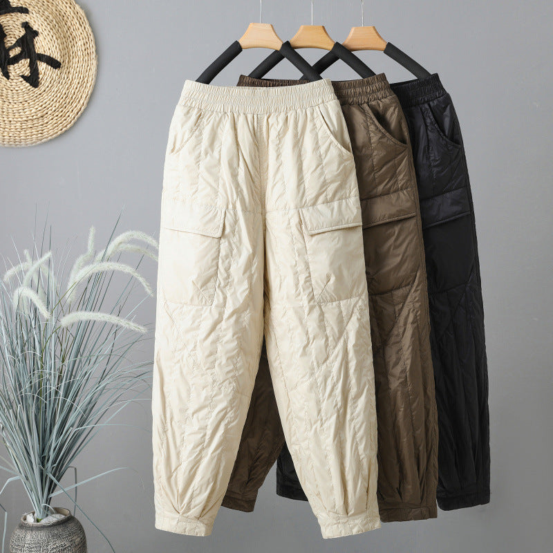 Quilted Cotton Pants, Women's Windproof Warm Sports Pants