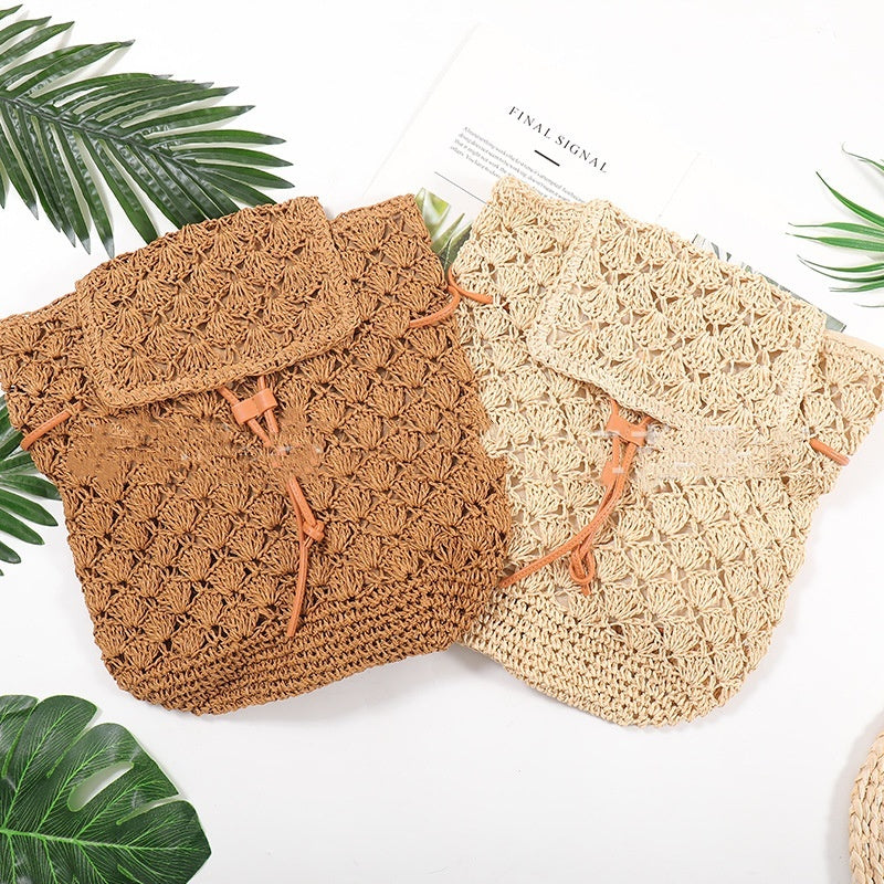 Summer Small Backpack, Straw Casual Beach Straw Bag