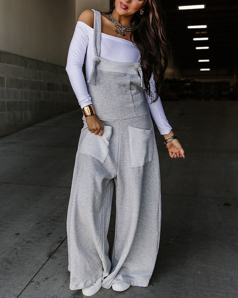 Vireous Casual Suspender Wide-Leg Jumpsuit, Plus Sizes