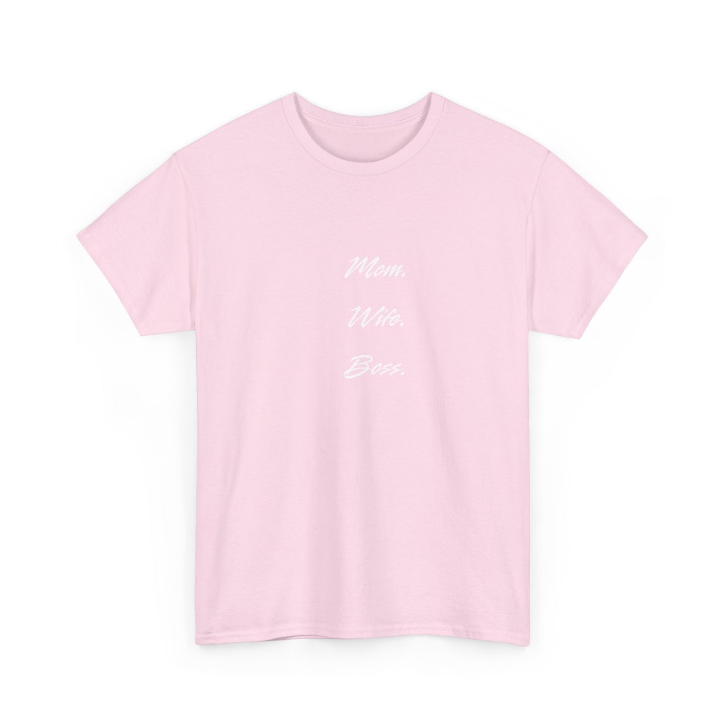 'Mom, Wife, Boss' Heavy Cotton T-Shirt Funny Mom Workout Mom Boss New Mum New Boss