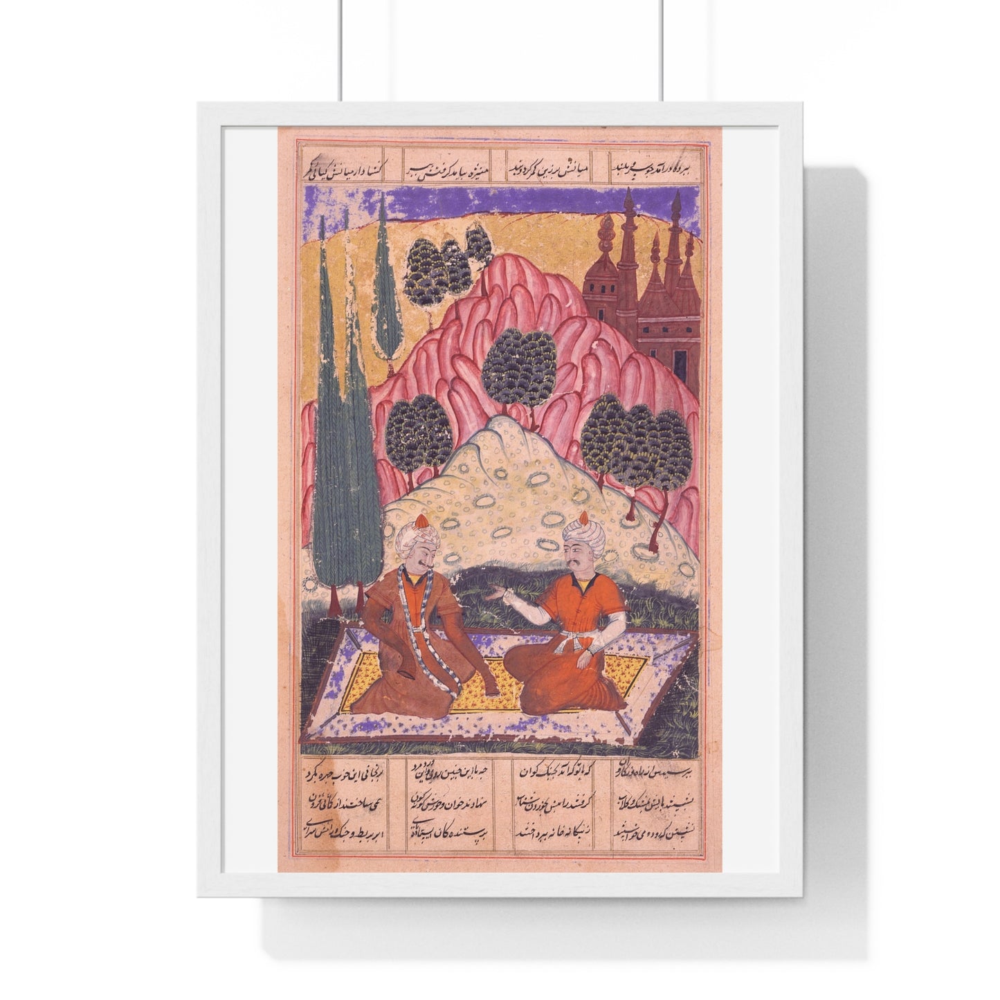 Persian 11th Century Art, Gorgin Leads Bizhan Astray, Folio from the Shahnama 'Book of Kings' Framed Print