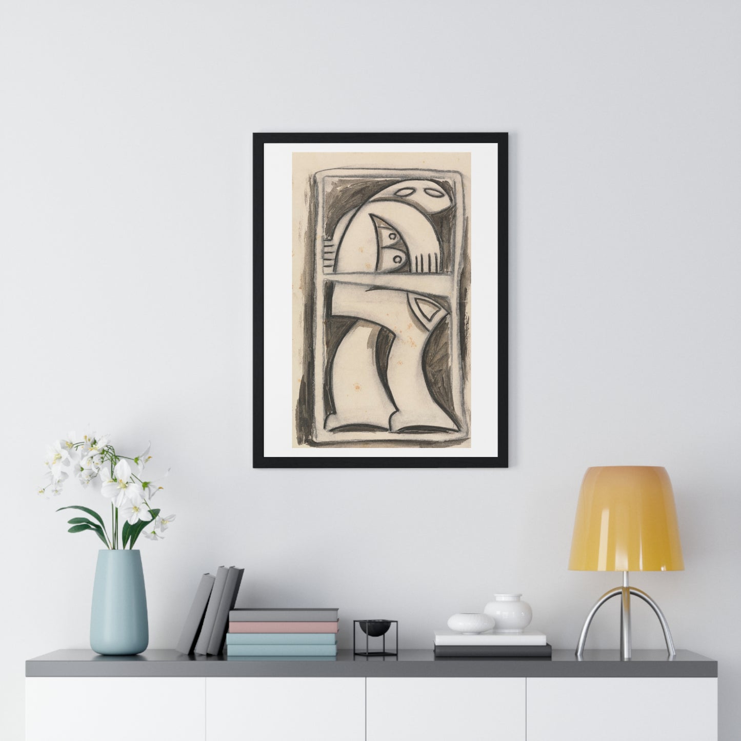 Standing Female Figure, from the Original, Wooden Framed Print