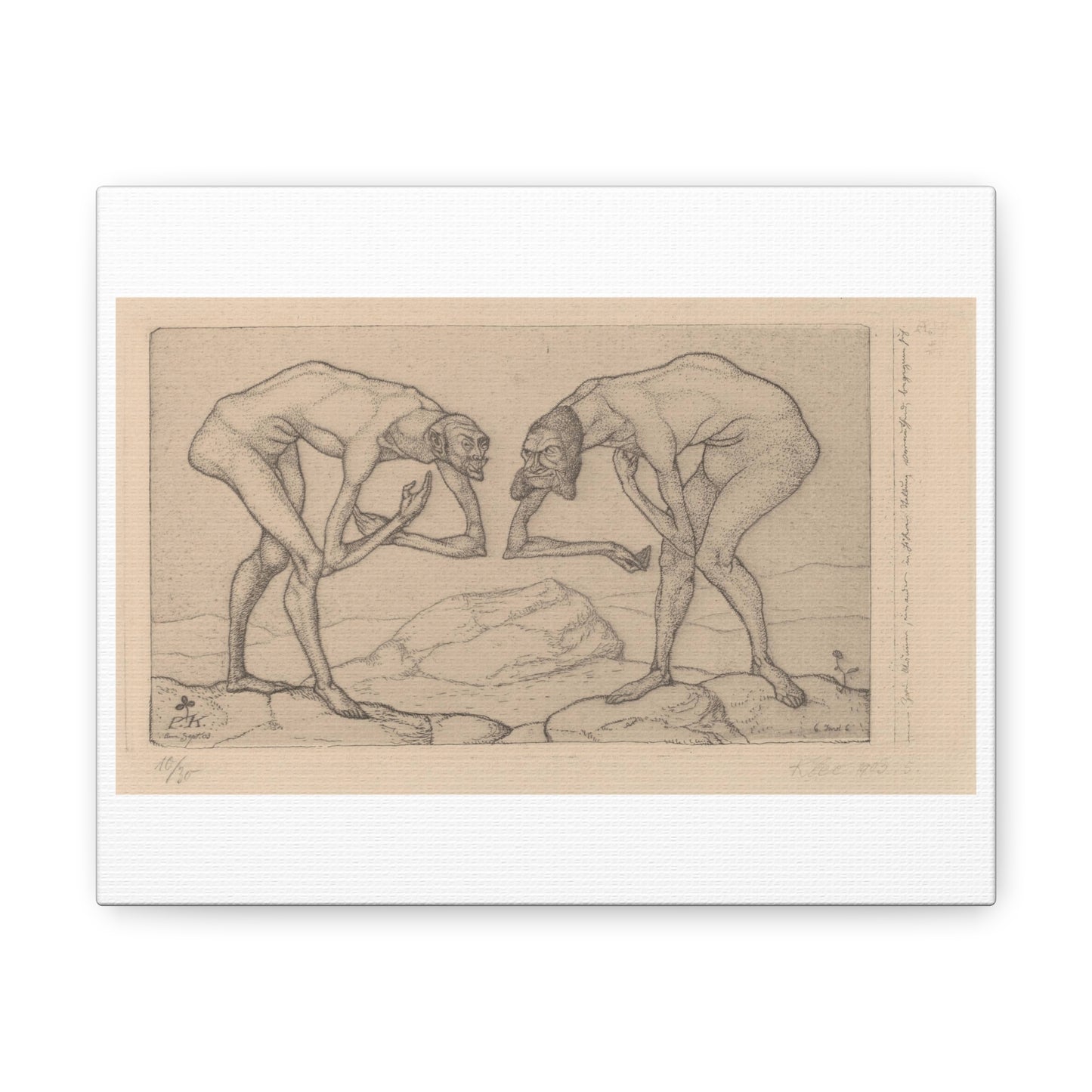 Two Men Meet, Each Believing the Other to Be of Higher Rank (1903) by Paul Klee, Canvas Art Print from the Original