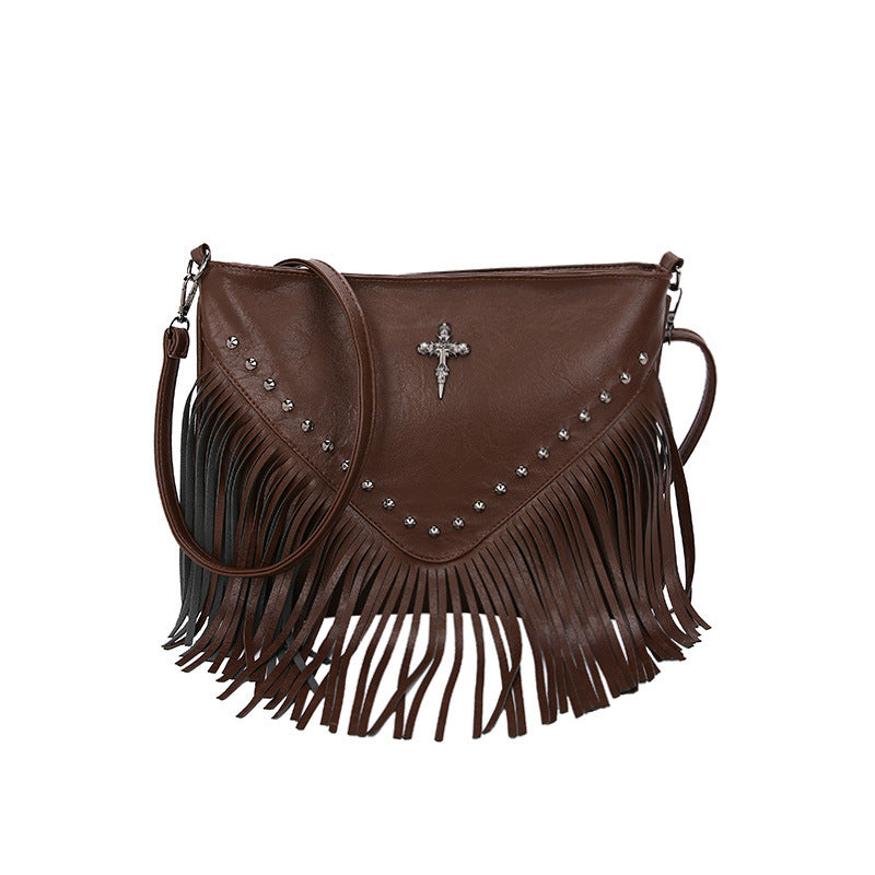 Women's Fashion Western-Style Tassel Leather Crossbody Bag