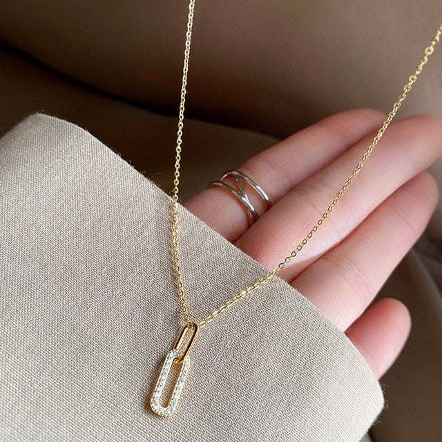 Gothic Oval Pave Pendant Necklace, 925 Sterling Silver