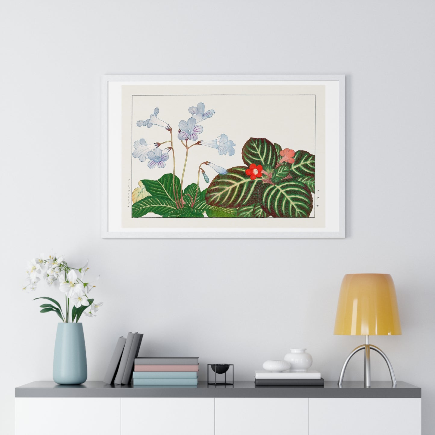 Vintage Tydea and Cape Primrose Flower (1917) Japanese Woodblock Art by Kônan Tanigami, from the Original, Framed Art Print