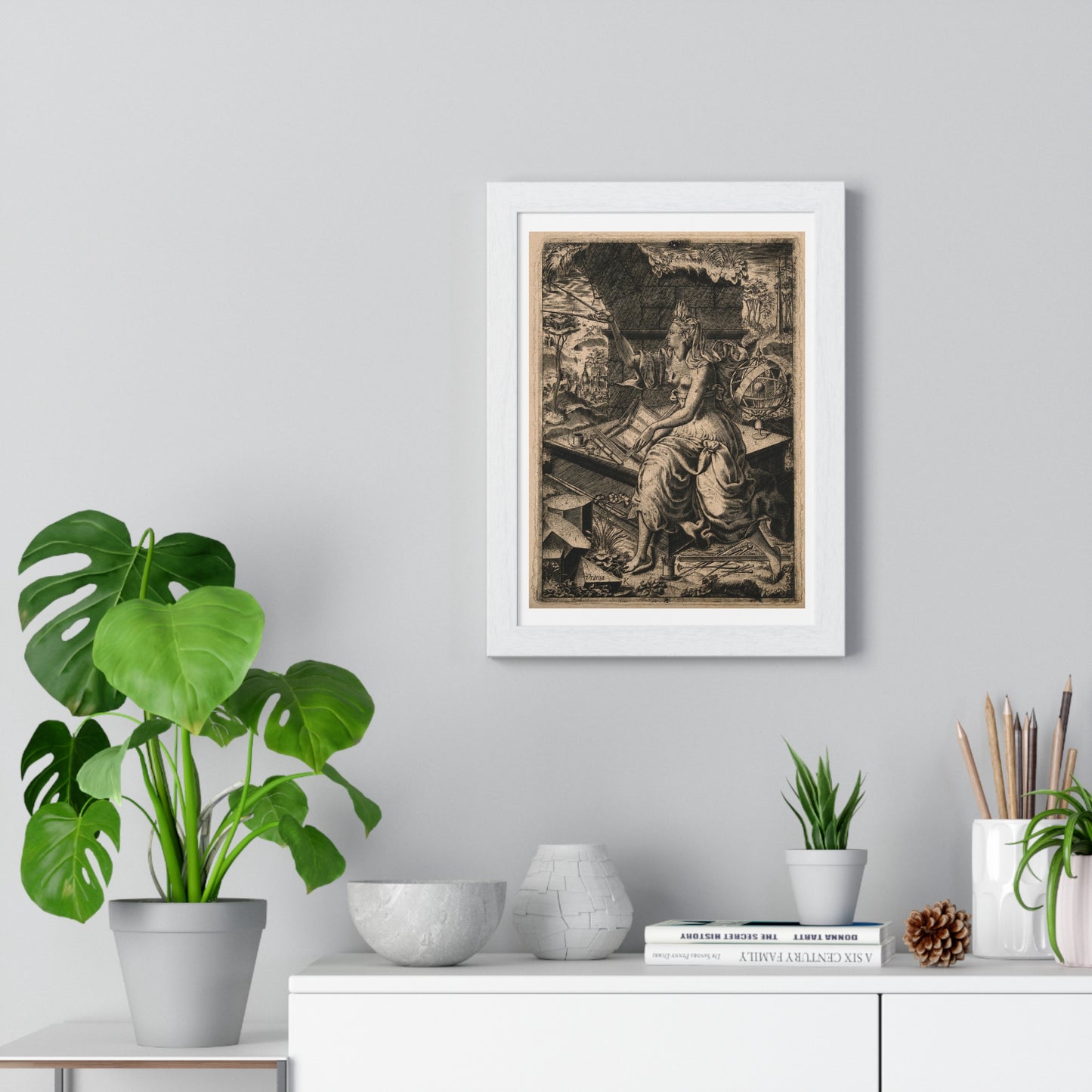 Urania, the Muse of Astronomy (17th Century) Engraving by Lucas Kilian, from the Original, Framed Print