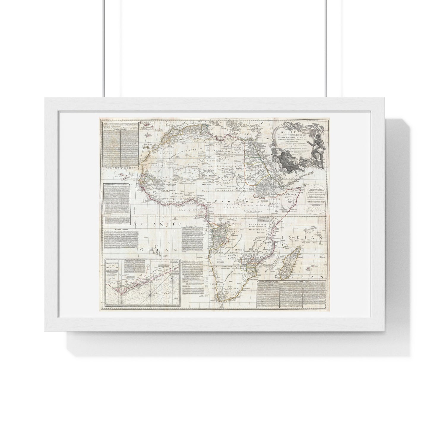 Historically Significant Map of Africa (1794) by Samuel Boulton, from the Original, Framed Art Print