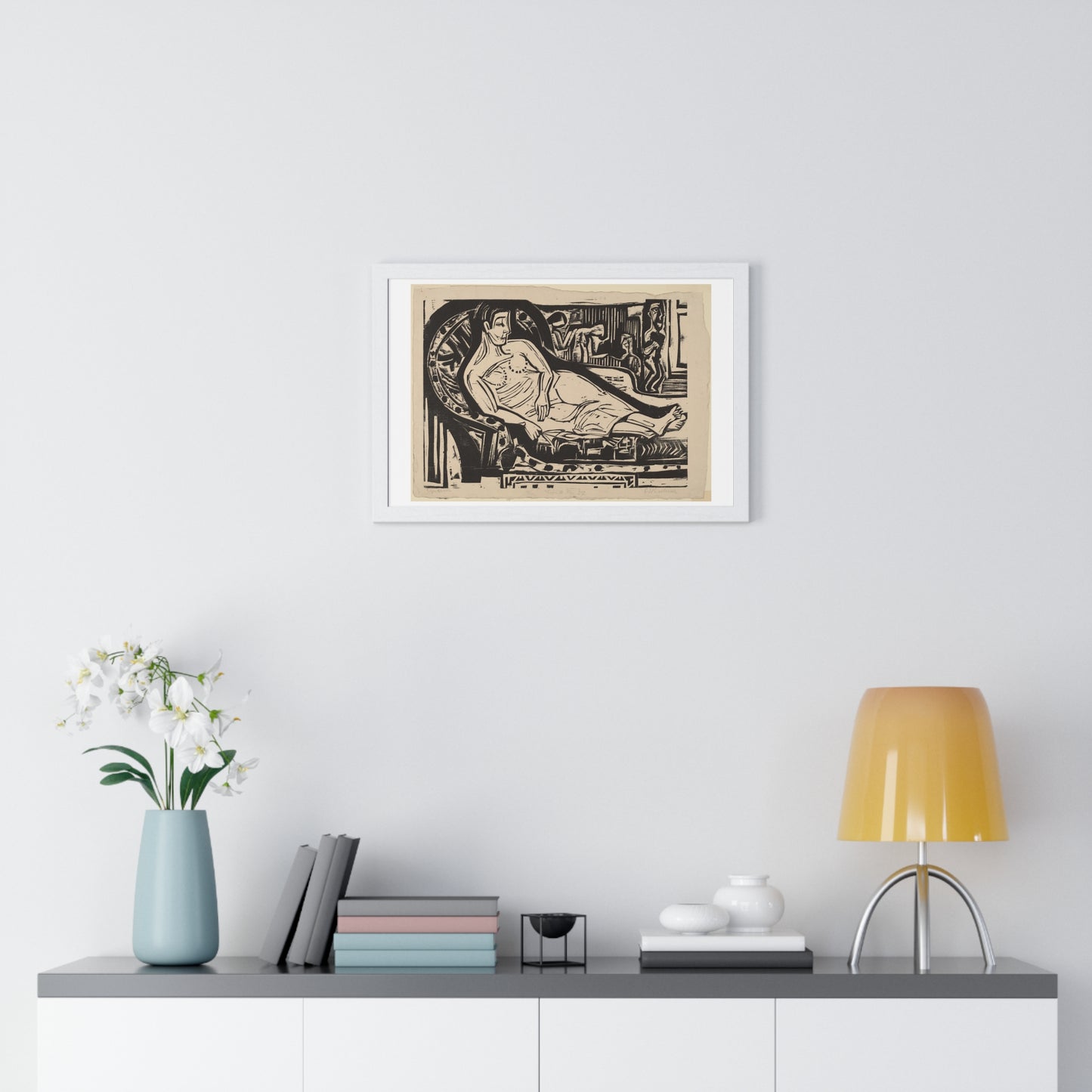 Woman Lying on a Sofa (1926) by Ernst Ludwig Kirchner, from the Original, Framed Art Print
