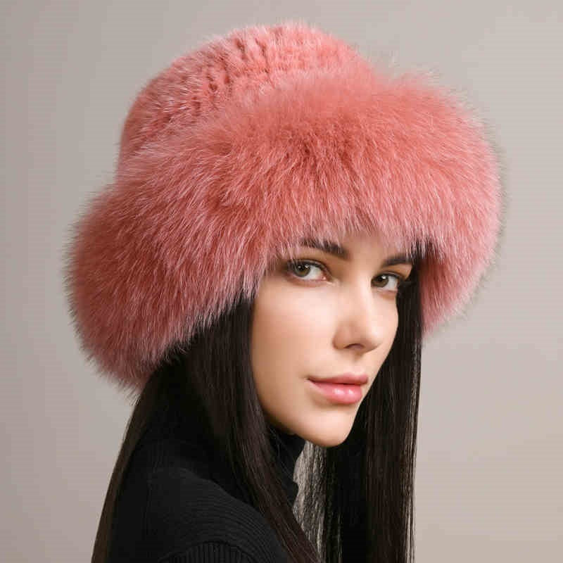 Mink Fur Hat Women's Braided Fur Winter Hat