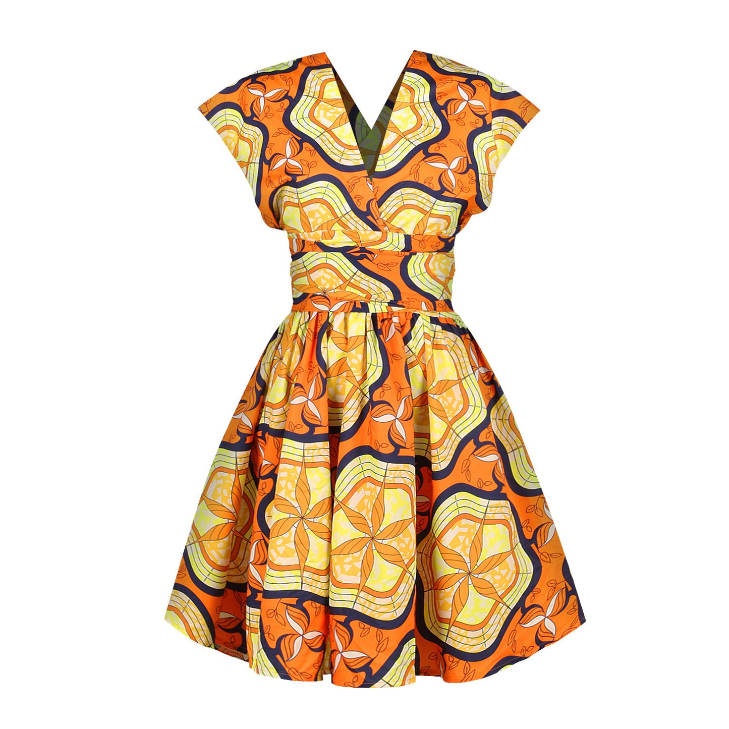 African Print Halter Dress, Pleated Skirt