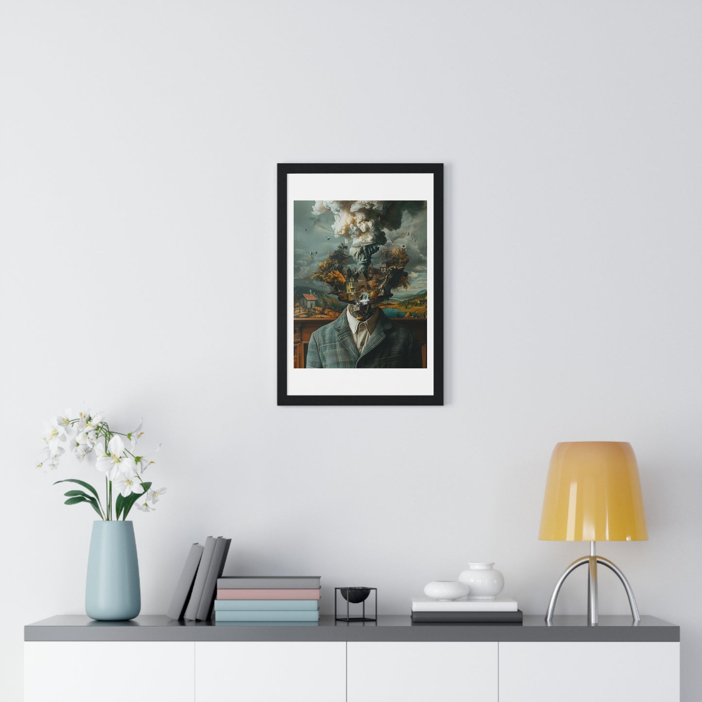 Head Replacement, Abstract Art 'Designed by AI', Framed Art Print
