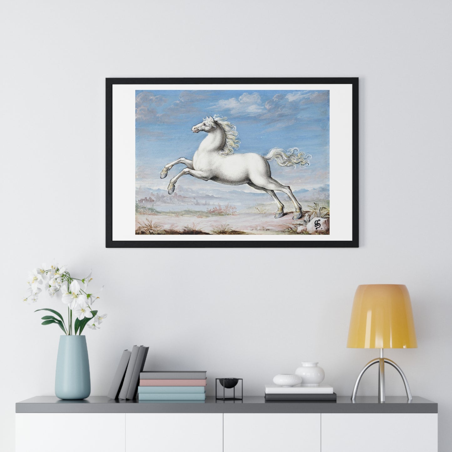 White Horse (1552–1601) by Joris Hoefnagel, from the Original, Framed Art Print